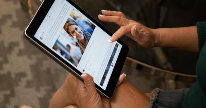 photo of a tablet computer being held